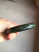 Load image into Gallery viewer, 59mm certified 100% Natural dark green/gray/black chubby round cut nephrite Jade bangle HF86-0209