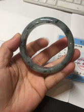 Load image into Gallery viewer, 55mm Certified Type A 100% Natural dark green purple with floating flowers Jadeite bangle PD134-6287