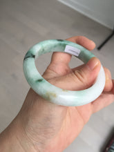 Load image into Gallery viewer, 56.7mm certified 100% natural type A sunny green/white jadeite jade bangle BK71-5217