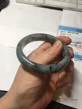 Load image into Gallery viewer, 55mm Certified Type A 100% Natural dark green purple with floating flowers Jadeite bangle PD134-6287