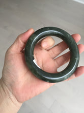 Load image into Gallery viewer, 59mm certified 100% Natural dark green/gray/black chubby round cut nephrite Jade bangle HF86-0209