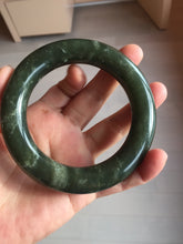 Load image into Gallery viewer, 59mm certified 100% Natural dark green/gray/black chubby round cut nephrite Jade bangle HF86-0209