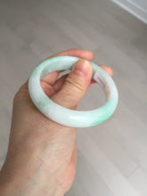 Load image into Gallery viewer, 53mm 100% natural certified sunny green/white(白底青) jadeite jade bangle BK81-5255
