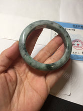 Load image into Gallery viewer, 52.5mm certified Type A 100% Natural dark green/black Jadeite Jade bangle PD135-6275