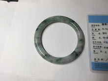 Load image into Gallery viewer, 56mm certified 100% natural Type A light green/white with green floating flowers round cut jadeite jade bangle BS92-6607