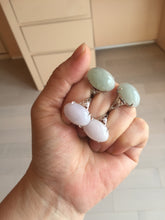 Load image into Gallery viewer, 100% natural type A icy watery green dark green four-prong jadeite jade ring group AA91