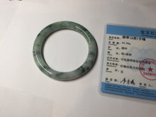 Load image into Gallery viewer, 56mm certified 100% natural Type A light green/white with green floating flowers round cut jadeite jade bangle BS92-6607