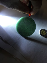 Load image into Gallery viewer, 48.7mm 100% Natural dark green/black/gray Guatemala jadeite intaglio dragon Pendant/handhold worry stone PD193