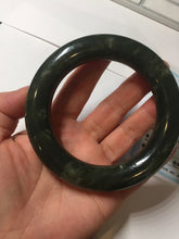 Load image into Gallery viewer, 59mm certified 100% Natural dark green/gray/black chubby round cut nephrite Jade bangle HF86-0209