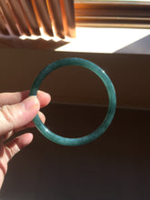 Load image into Gallery viewer, 60mm Certified Type A 100% Natural dark green/blue/gray Guatemala slim round cut Jadeite bangle PD24-3854