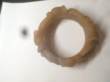 Load image into Gallery viewer, 57.2mm 100% natural light brown/purple carved Lily of the Valley Quartzite (Shetaicui jade) bangle SY3