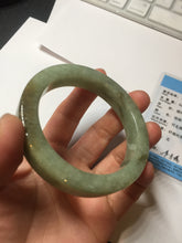 Load image into Gallery viewer, 55mm certified type A 100% Natural light green/gray/brown square style Jadeite Jade bangle BS1-1502