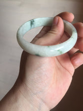 Load image into Gallery viewer, 55.5mm Certified type A 100% Natural light green with green flying flowers Jadeite bangle D131-4024