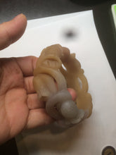 Load image into Gallery viewer, 57.2mm 100% natural light brown/purple carved Lily of the Valley Quartzite (Shetaicui jade) bangle SY3