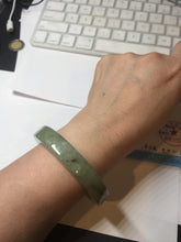 Load image into Gallery viewer, 55mm certified type A 100% Natural light green/gray/brown square style Jadeite Jade bangle BS1-1502