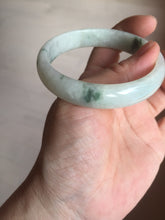 Load image into Gallery viewer, 55.5mm Certified type A 100% Natural light green with green flying flowers Jadeite bangle D131-4024