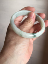 Load image into Gallery viewer, 55.5mm Certified type A 100% Natural light green with green flying flowers Jadeite bangle D131-4024