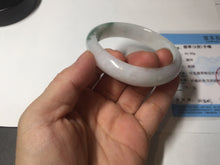 Load image into Gallery viewer, 52mm certified type A 100% Natural green/white oval jadeite jade bangle BK125-0256