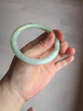 Load image into Gallery viewer, 54mm Certified Type A 100% Natural fresh light green yellow with sunny green flying flowers round cut Jadeite Jade bangle C91-2827