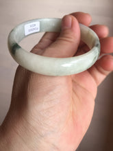 Load image into Gallery viewer, 55.5mm Certified type A 100% Natural light green with green flying flowers Jadeite bangle D131-4024