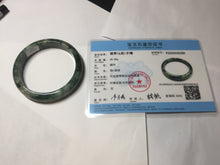 Load image into Gallery viewer, 58.3mm Certified Type A 100% Natural dark green gray black Jadeite bangle PD137-6280