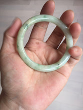 Load image into Gallery viewer, 54mm Certified Type A 100% Natural fresh light green yellow with sunny green flying flowers round cut Jadeite Jade bangle C91-2827