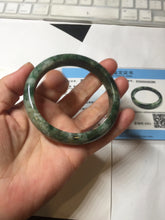 Load image into Gallery viewer, 58.3mm Certified Type A 100% Natural dark green gray black Jadeite bangle PD137-6280