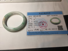Load image into Gallery viewer, 57mm certified 100% natural type A sunny green/white jadeite jade bangle BN100-7706