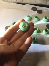 Load image into Gallery viewer, 20(16)x12.9(12.4)mm Type A 100% Natural dark green/gray/black(老油青) donut shape Jadeite Jade LuluTong (Every road is smooth) bead pendant PD195