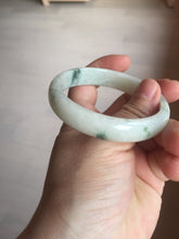 Load image into Gallery viewer, 55.5mm Certified type A 100% Natural light green with green flying flowers Jadeite bangle D131-4024