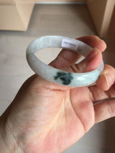 Load image into Gallery viewer, 49mm certified 100% natural Type A icy watery light green/white/purple oval jadeite jade bangle BN40-2854