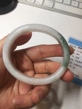 Load image into Gallery viewer, 52mm certified type A 100% Natural green/white oval jadeite jade bangle BK125-0256