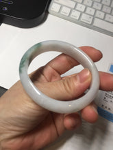 Load image into Gallery viewer, 52mm certified type A 100% Natural green/white oval jadeite jade bangle BK125-0256