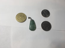 Load image into Gallery viewer, 100% Natural type A icy watery dark green/black/gary with green flying flowers Jadeite Jade belssed melon pendant PC124-3