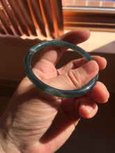 Load image into Gallery viewer, 55.6mm Certified Type A 100% Natural dark green/blue/gray Guatemala slim round cut Jadeite bangle PD20-4453