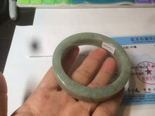 Load image into Gallery viewer, 55.7mm certified type A 100% Natural light green/gray square style Jadeite Jade bangle AX100-1500