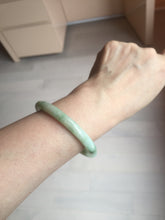 Load image into Gallery viewer, 54mm Certified Type A 100% Natural fresh light green yellow with sunny green flying flowers round cut Jadeite Jade bangle C91-2827