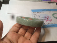 Load image into Gallery viewer, 55.7mm certified type A 100% Natural light green/gray square style Jadeite Jade bangle AX100-1500