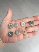 Load image into Gallery viewer, 14.5-16.4mm Type A 100% Natural icy watery light green white gray Jadeite Jade Safety Guardian Button donuts Pendant group AU80