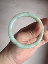Load image into Gallery viewer, 54mm Certified Type A 100% Natural fresh light green yellow with sunny green flying flowers round cut Jadeite Jade bangle C91-2827