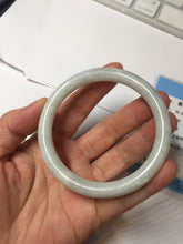 Load image into Gallery viewer, 55.5mm certified 100% natural Type A light green white round cut jadeite jade bangle BS2-9564