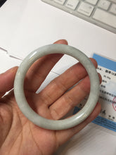 Load image into Gallery viewer, 55.5mm certified 100% natural Type A light green white round cut jadeite jade bangle BS2-9564