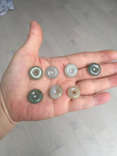 Load image into Gallery viewer, 14.5-16.4mm Type A 100% Natural icy watery light green white gray Jadeite Jade Safety Guardian Button donuts Pendant group AU80