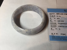 Load image into Gallery viewer, 59mm Certified Type A 100% Natural light purple white chubby broad style Jadeite Jade bangle BM98-4481