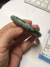 Load image into Gallery viewer, 59.5mm Certified Type A 100% Natural dark green gray black camouflage color Jadeite bangle PD139-6273