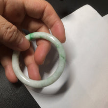 Load image into Gallery viewer, 35-38mm Type A 100% Natural sunny green/white Jadeite Jade kids bangle /scarf button group BF100