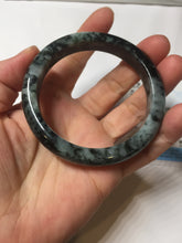 Load image into Gallery viewer, 55mm Certified Type A 100% Natural dark green black/white (black water and white mountains,白山黑水) Jadeite bangle PD140-6240