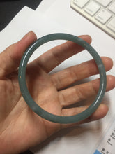 Load image into Gallery viewer, 63.6mm Certified Type A 100% Natural deep sea dark green/blue/gray slim round cut Guatemala Jadeite bangle PB5-7036