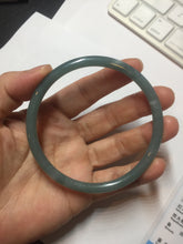 Load image into Gallery viewer, 63.6mm Certified Type A 100% Natural deep sea dark green/blue/gray slim round cut Guatemala Jadeite bangle PB5-7036