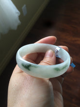 Load image into Gallery viewer, 52.5mm Certificated  Type A100% green/white thin Jadeite Jade bangle F10-1164